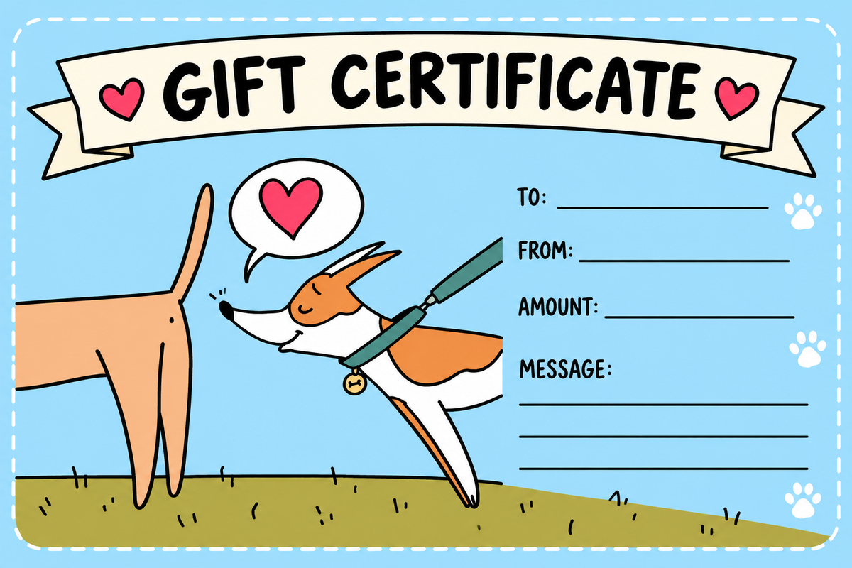 Carte cadeau Dogventure. Le moyen le plus simple de faire remuer une queue de bonheur.